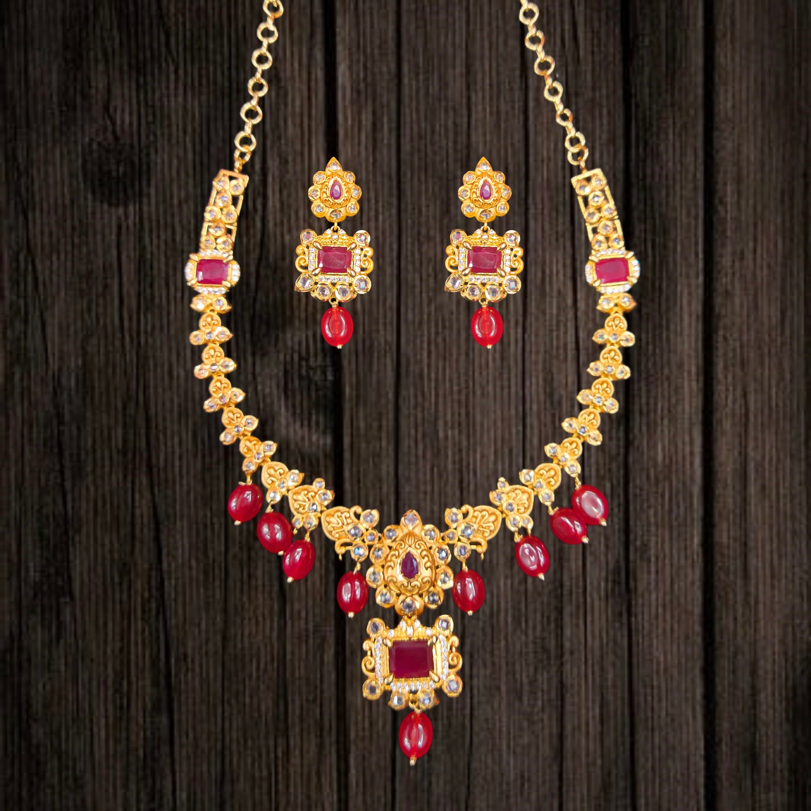 Bridal uncut diamond choker and earrings set - Indian Jewellery Designs